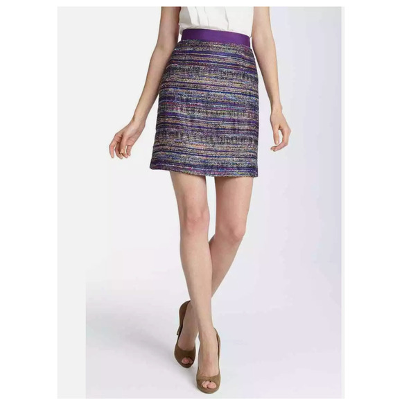 Kate Spade Womens Kylie Jewelbox Purple Colorful Striped Tweed Mini Skirt Size 4 - Picture 1 of 8